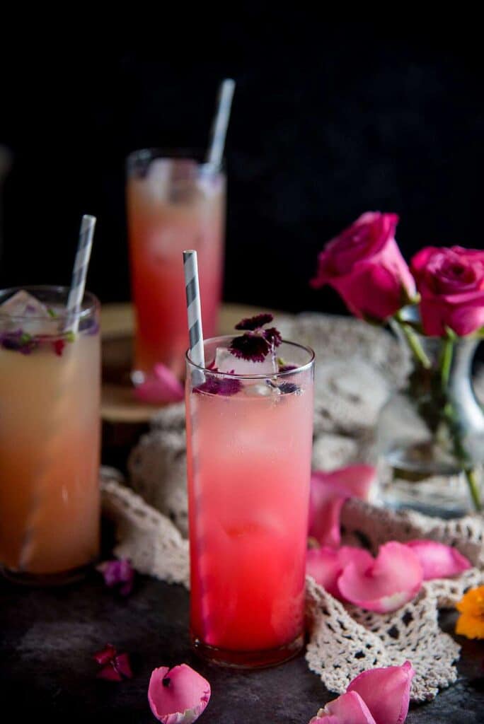 ginger rose fizz in a glass