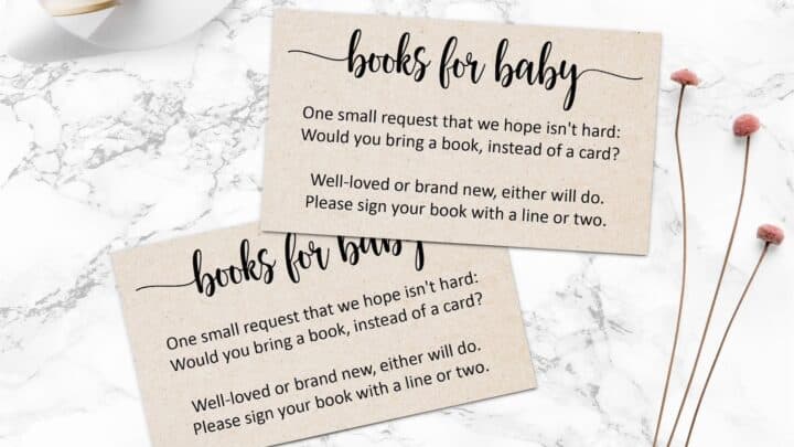 Winter Books For Baby Sign Baby Shower Book Request Card Snow Gender 
